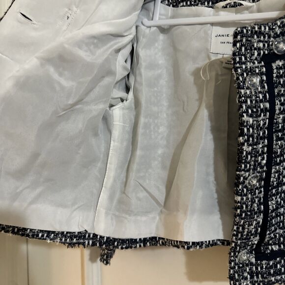 Janie And Jack 2T Girls Navy Blue Tweed Outfit Set Shortalls Romper Jacket Baby - Picture 14 of 16